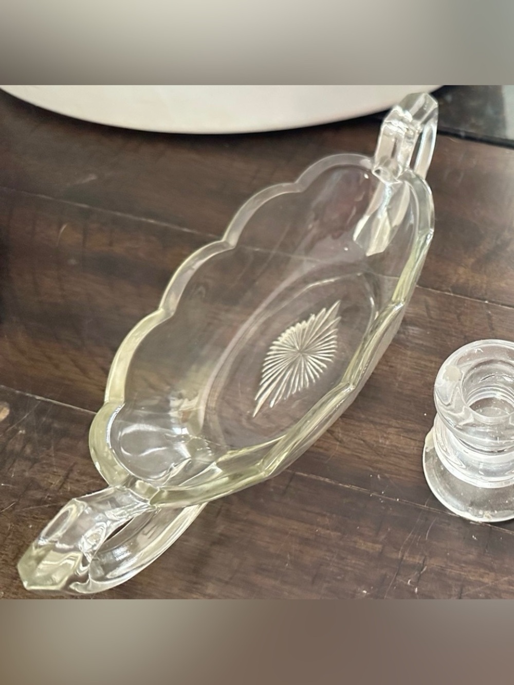 Vintage Depression Pressed Glass Relish Dish